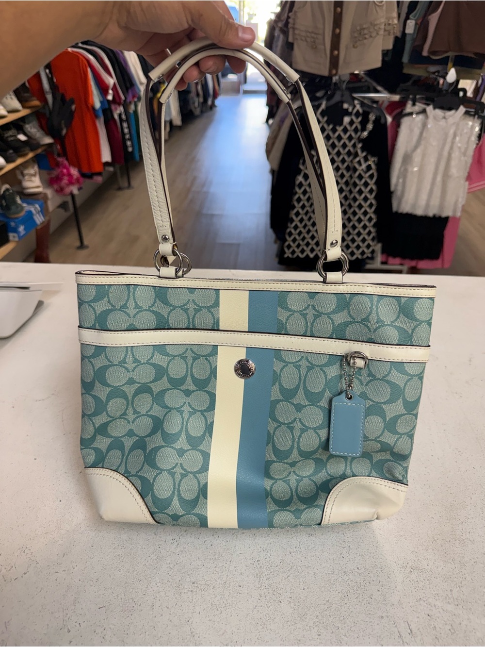 COACH CHELSEA HERITAGE F14477 Signature Shoulder Tote
